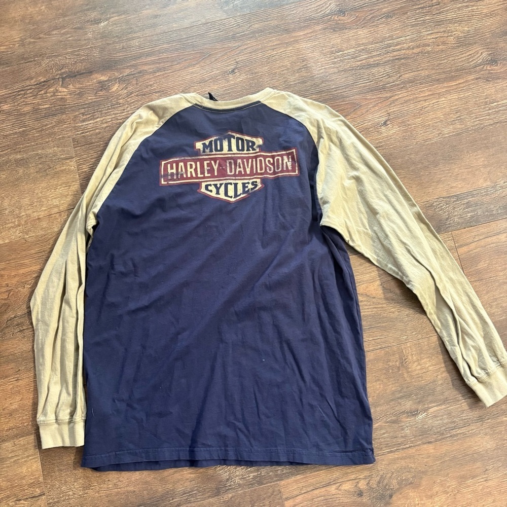 Harley Davidson long sleeve double sided raglan long sleeve top - Picture 4 of 4